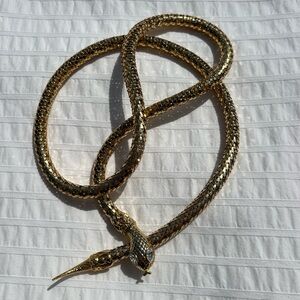 VTG DL AULD Snake Belt in Gold Tone Metal Mesh And Chrystal Rhinestone Eyes